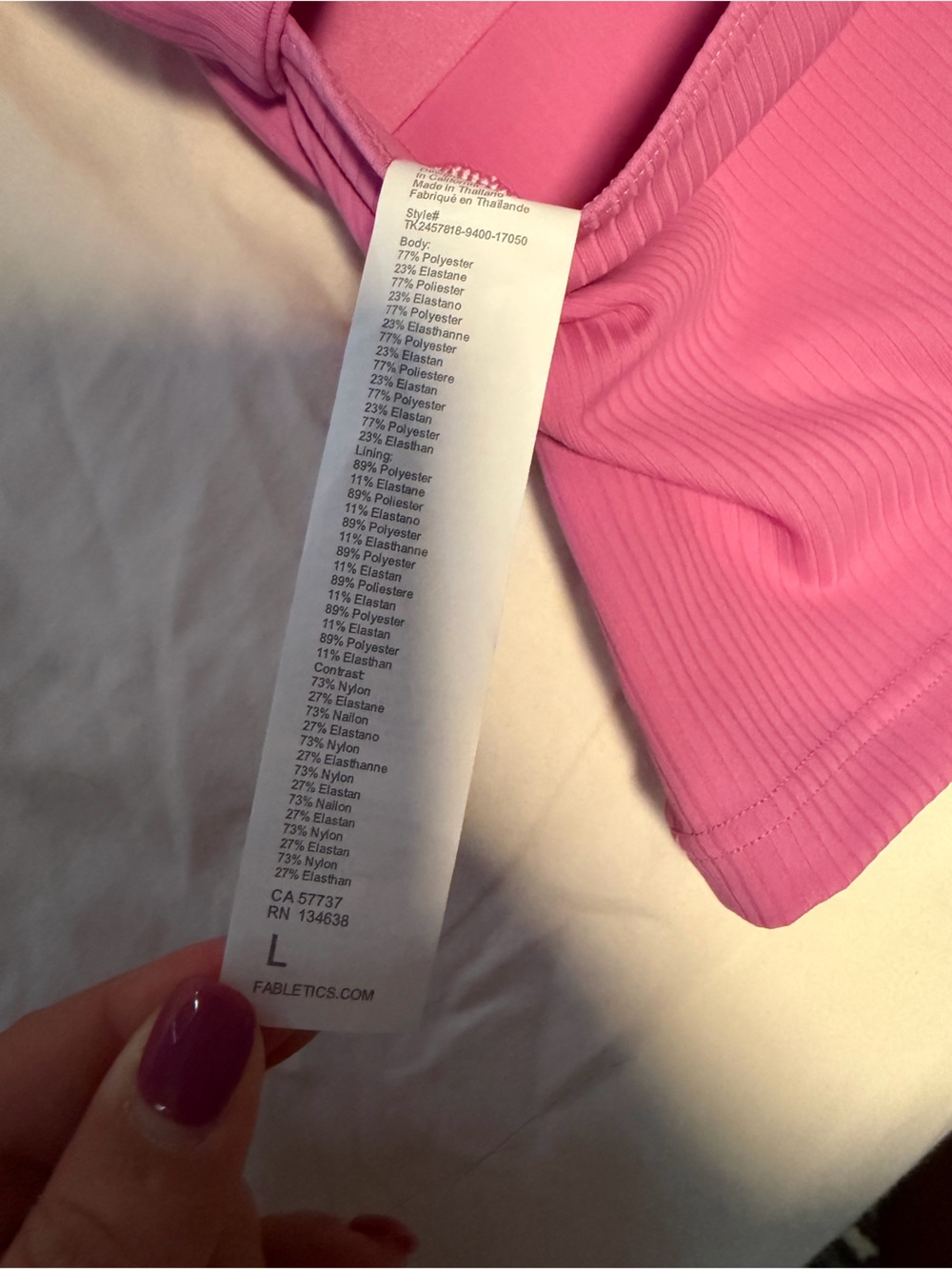 Fabletics Pink Ribbed Tank Top - Picture 3 of 3